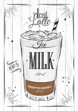 Poster iced latte 스톡 일러스트