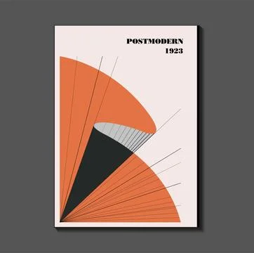 Poster inspired postmodern of vector abstract dynamic symbols with bold geo.. Stock Illustration