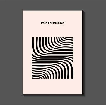 Poster inspired postmodern of vector abstract dynamic symbols with bold geo.. Stock Illustration