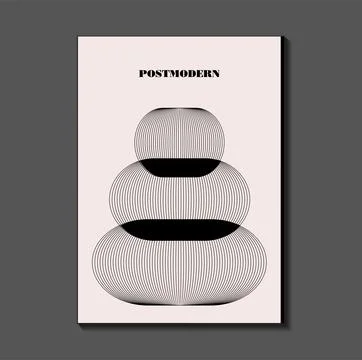 Poster inspired postmodern of vector abstract dynamic symbols with bold geo.. Stock Illustration