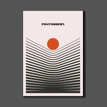 Poster inspired postmodern of vector abstract dynamic symbols with bold geo.. Stock Illustration