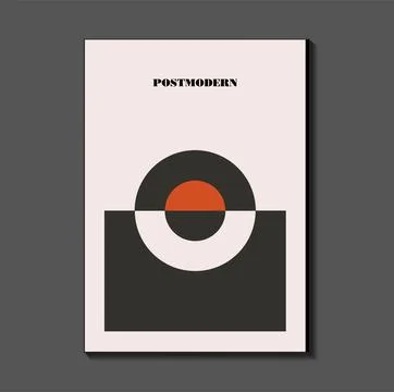 Poster inspired postmodern of vector abstract dynamic symbols with bold geo.. Stock Illustration