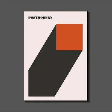 Poster inspired postmodern of vector abstract dynamic symbols with bold geo.. Stock Illustration