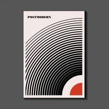 Poster inspired postmodern of vector abstract dynamic symbols with bold geo.. Stock Illustration