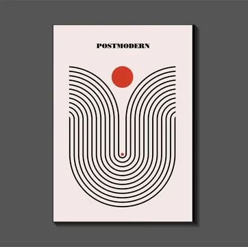 Poster inspired postmodern of vector abstract dynamic symbols with bold geo.. Stock Illustration