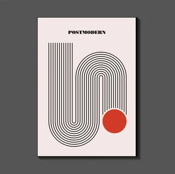 Poster inspired postmodern of vector abstract dynamic symbols with bold geo.. Stock Illustration