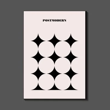 Poster inspired postmodern of vector abstract dynamic symbols with bold geo.. Stock Illustration