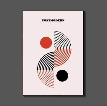 Poster inspired postmodern of vector abstract dynamic symbols with bold geo.. Stock Illustration