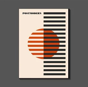 Poster inspired postmodern of vector abstract dynamic symbols with bold geo.. Stock Illustration