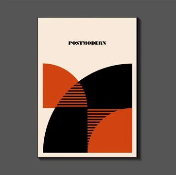 Poster inspired postmodern of vector abstract dynamic symbols with bold geo.. Stock Illustration