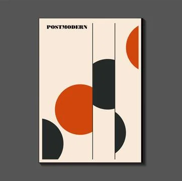 Poster inspired postmodern of vector abstract dynamic symbols with bold geo.. Stock Illustration