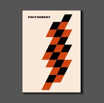 Poster inspired postmodern of vector abstract dynamic symbols with bold geo.. Stock Illustration
