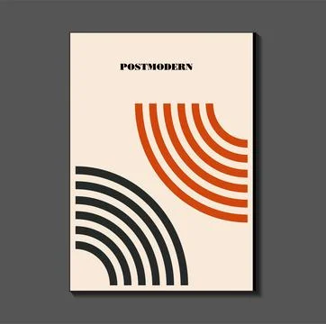 Poster inspired postmodern of vector abstract dynamic symbols with bold geo.. Stock Illustration