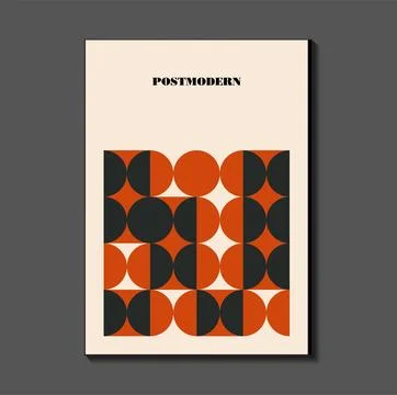 Poster inspired postmodern of vector abstract dynamic symbols with bold geo.. Stock Illustration