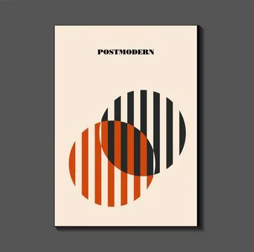 Poster inspired postmodern of vector abstract dynamic symbols with bold geo.. Stock Illustration