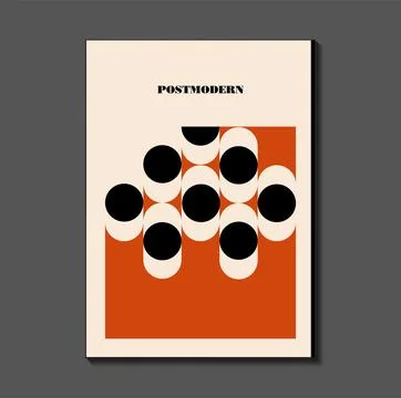 Poster inspired postmodern of vector abstract dynamic symbols with bold geo.. Stock Illustration