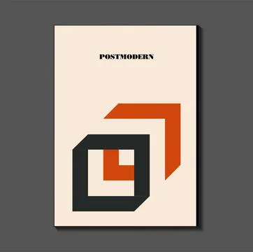Poster inspired postmodern of vector abstract dynamic symbols with bold geo.. Stock Illustration