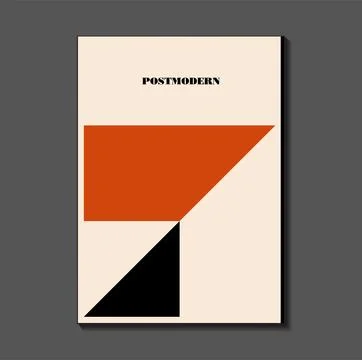 Poster inspired postmodern of vector abstract dynamic symbols with bold geo.. Stock Illustration