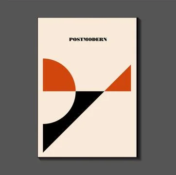 Poster inspired postmodern of vector abstract dynamic symbols with bold geo.. Stock Illustration