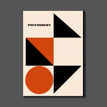 Poster inspired postmodern of vector abstract dynamic symbols with bold geo.. Stock Illustration