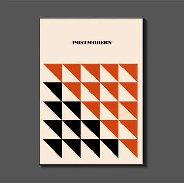 Poster inspired postmodern of vector abstract dynamic symbols with bold geo.. Stock Illustration