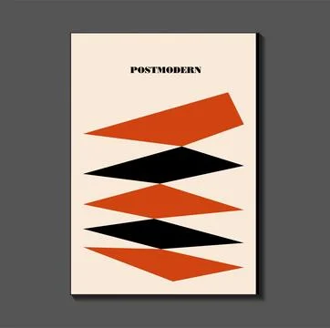 Poster inspired postmodern of vector abstract dynamic symbols with bold geo.. Stock Illustration