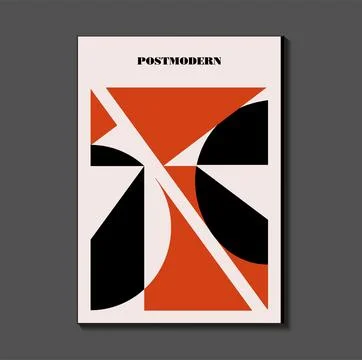 Poster inspired postmodern of vector abstract dynamic symbols with bold geome Stock Illustration