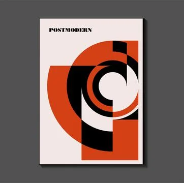 Poster inspired postmodern of vector abstract dynamic symbols with bold geome Stock Illustration