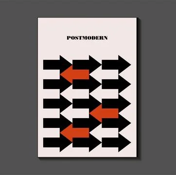 Poster inspired postmodern of vector abstract dynamic symbols with bold geome Illustrazione stock