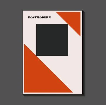 Poster inspired postmodern of vector abstract dynamic symbols with bold geo.. Stock Illustration