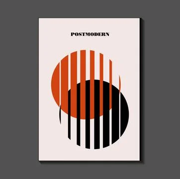 Poster inspired postmodern of vector abstract dynamic symbols with bold geo.. Stock Illustration