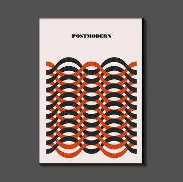 Poster inspired postmodern of vector abstract dynamic symbols with bold geo.. Stock Illustration