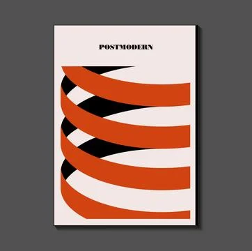 Poster inspired postmodern of vector abstract dynamic symbols with bold geo.. Stock Illustration