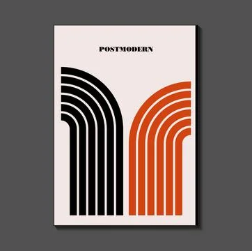 Poster inspired postmodern of vector abstract dynamic symbols with bold geo.. Stock Illustration