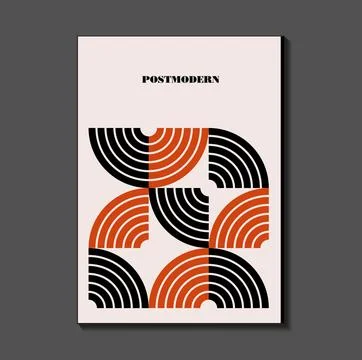 Poster inspired postmodern of vector abstract dynamic symbols with bold geo.. Stock Illustration