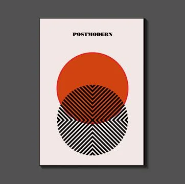 Poster inspired postmodern of vector abstract dynamic symbols with bold geo.. Stock Illustration