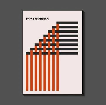 Poster inspired postmodern of vector abstract dynamic symbols with bold geo.. Stock Illustration