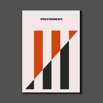 Poster inspired postmodern of vector abstract dynamic symbols with bold geo.. Stock Illustration