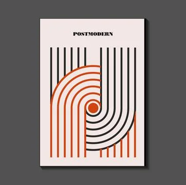 Poster inspired postmodern of vector abstract dynamic symbols with bold geo.. Stock Illustration