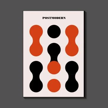 Poster inspired postmodern of vector abstract dynamic symbols with bold geo.. Stock Illustration