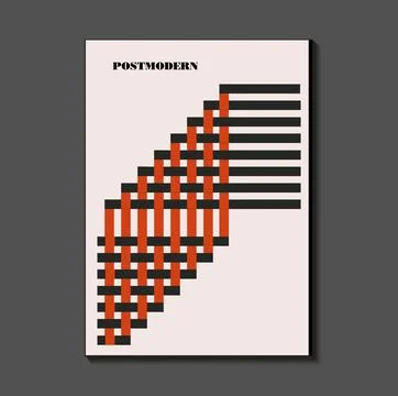 Poster inspired postmodern of vector abstract dynamic symbols with bold geo.. Stock Illustration