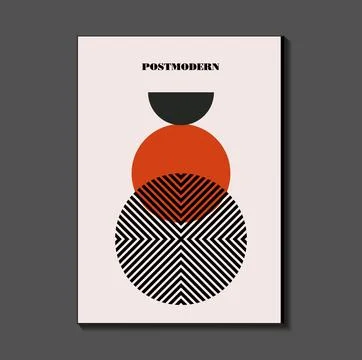 Poster inspired postmodern of vector abstract dynamic symbols with bold geo.. Illustrazione stock