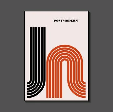 Poster inspired postmodern of vector abstract dynamic symbols with bold geome Stock Illustration