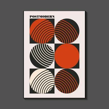 Poster inspired postmodern of vector abstract dynamic symbols with bold geome Stock Illustration