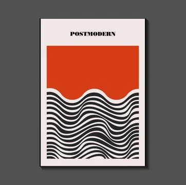 Poster inspired postmodern of vector abstract dynamic symbols with bold geo.. Stock Illustration