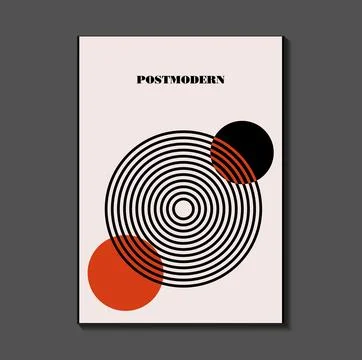 Poster inspired postmodern of vector abstract dynamic symbols with bold geome Stock Illustration