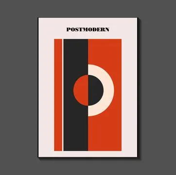 Poster inspired postmodern of vector abstract dynamic symbols with bold geo.. Stock Illustration