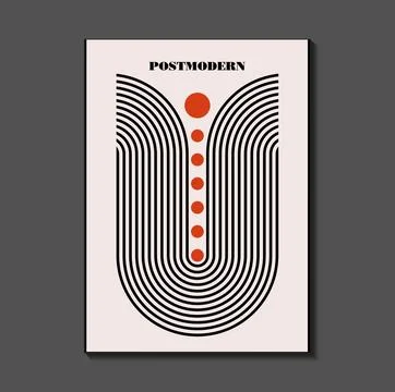 Poster inspired postmodern of vector abstract dynamic symbols with bold geo.. Stock Illustration