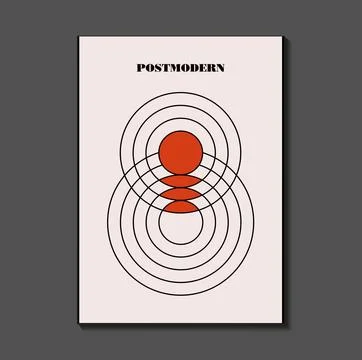 Poster inspired postmodern of vector abstract dynamic symbols with bold geo.. Stock Illustration