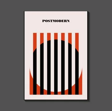 Poster inspired postmodern of vector abstract dynamic symbols with bold geo.. Illustrazione stock